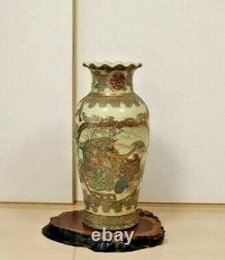 19Th SAMURAI Shogun Paint Satsuma Ware 19.6 inch Vase Japanese Antique Old Art
