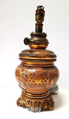19th Century Japanese Satsuma ormolu Mounted Electrified Oil Lamp