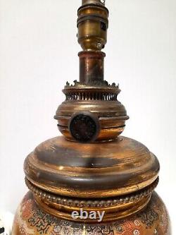 19th Century Japanese Satsuma ormolu Mounted Electrified Oil Lamp