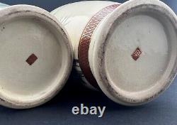 2 Antique Japanese Satsuma Vases (Set), Continuous Scene, H 24,5 cm / 9.64 Inch