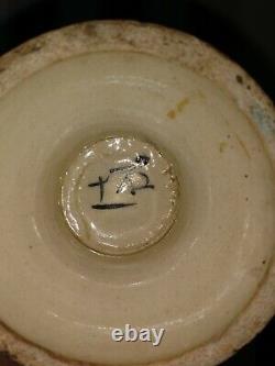 2 Antique Japanese Satsuma Ware Ceramic Vase 12.5 High