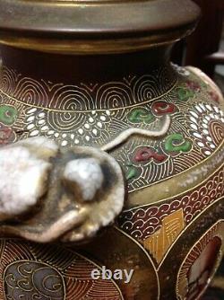 $225 Antique Japanese Moriage Satsuma Table Lamp
