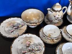 31 Piece JAPANESE SATSUMA TEA SET + Gold Leaf Sheets + 1919 Receipt ANTIQUE VGC