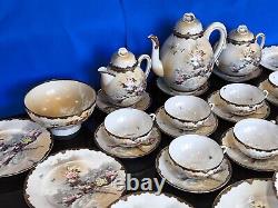 31 Piece JAPANESE SATSUMA TEA SET + Gold Leaf Sheets + 1919 Receipt ANTIQUE VGC