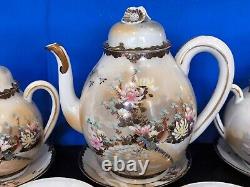 31 Piece JAPANESE SATSUMA TEA SET + Gold Leaf Sheets + 1919 Receipt ANTIQUE VGC