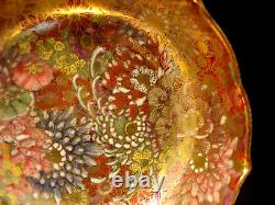 4 D MARKED Bizan JAPANESE TAISHO PERIOD THOUSAND FLOWER SATSUMA MINIATURE BOWL
