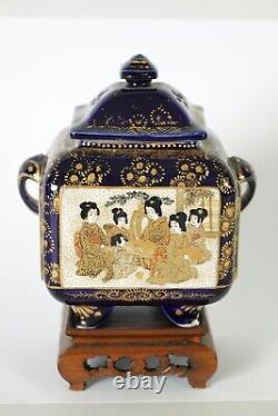 A Japanese Meiji Period Satsuma Pot Pourri on Stand