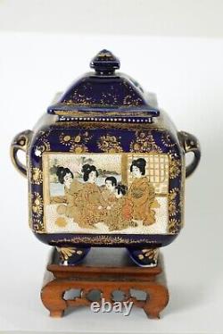 A Japanese Meiji Period Satsuma Pot Pourri on Stand