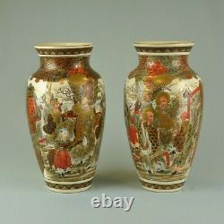 A pair of Japanese, large size Satsuma vases