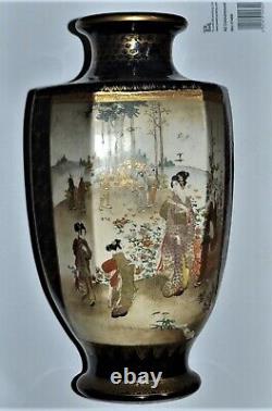 A rare 19TH CENTURY JAPANESE MEIJI PERIOD hexagonal SATSUMA VASE of gilt figures