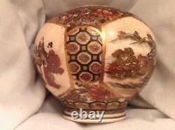 A superb intricately painted Antique Japanese Meiji Era Satsuma vase Repaired