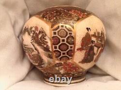 A superb intricately painted Antique Japanese Meiji Era Satsuma vase Repaired