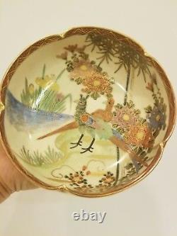 ANTIQUE JAPANESE SATSUMA BOWL LARGE 1800s -1899's 19th CENTURY GOLD 6 DIAMETER