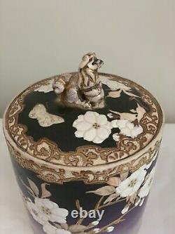 ANTIQUE JAPANESE SATSUMA Jar Tea Caddy Humidor Porcelain