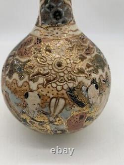 ANTIQUE JAPANESE SATSUMA PORCELAIN BOTTLE VASE MEIJI PERIOD 19th Century