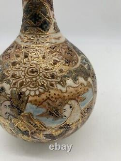 ANTIQUE JAPANESE SATSUMA PORCELAIN BOTTLE VASE MEIJI PERIOD 19th Century