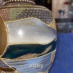 Amazing Antique Japanese Satsuma Dragon Vase