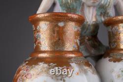 Antique 19th Original Very Rare Japanese double Vase SATSUMA UNZAN 31 cm