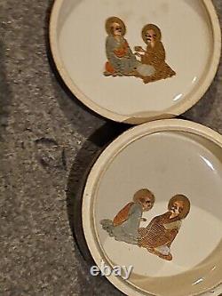 Antique 19th or early 20th c Japanese Satsuma Dish Decorated HIDDEN GODS INSIDE