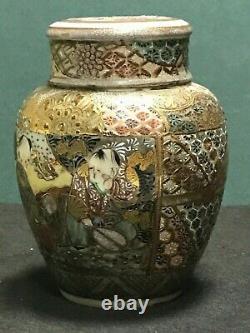 Antique Ceramic Japanese Kutani / Satsuma Lidded Jar