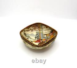 Antique Early 20th Century Hand Painted Small Satsuma Porcelain Bowl Marked