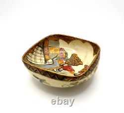 Antique Early 20th Century Hand Painted Small Satsuma Porcelain Bowl Marked