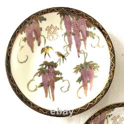 Antique Handpainted Japanese Satsuma Kutani Eggshell Porcelain Birds Wisteria AY