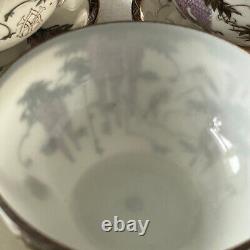 Antique Handpainted Japanese Satsuma Kutani Eggshell Porcelain Birds Wisteria AY