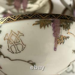 Antique Handpainted Japanese Satsuma Kutani Eggshell Porcelain Birds Wisteria AY