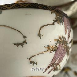 Antique Handpainted Japanese Satsuma Kutani Eggshell Porcelain Birds Wisteria AY