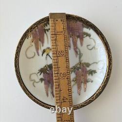 Antique Handpainted Japanese Satsuma Kutani Eggshell Porcelain Birds Wisteria AY