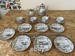 Antique IMURA HIKOJIROU Japanese Satsuma Porcelain Landscape Tea Set X19 c1890