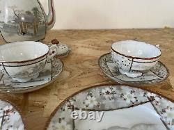 Antique IMURA HIKOJIROU Japanese Satsuma Porcelain Landscape Tea Set X19 c1890