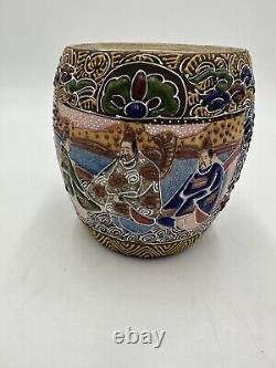 Antique JAPANESE Hand Painted SATSUMA Tea Jar Urn Lidded Canister