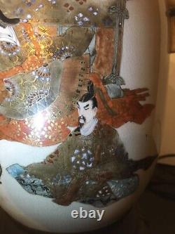 Antique Japanese Hand Painted Satsuma Pottery Vase Lamp By Paul Hanson
