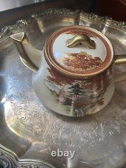 Antique Japanese Kinkozan Satsuma Shozan Kyo Meiji Period Teapot Plus Free Cup