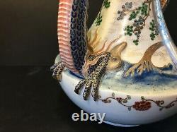 Antique Japanese Large Imperial Satsuma Teapot Vase, Meiji period. 11 high