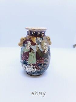 Antique Japanese Late Meiji Miniature Satsuma Vase 9cm