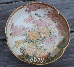 Antique Japanese Meiji Period Satsuma Lobed Bowl Signed Koshida