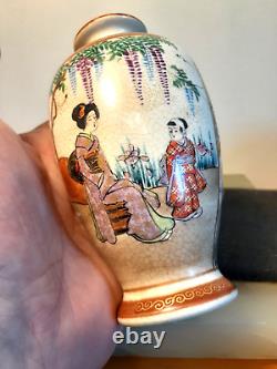 Antique Japanese Meiji Period Satsuma Miniature Vase Signed