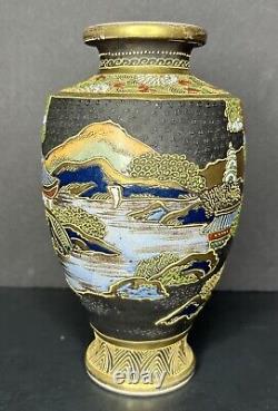 Antique Japanese Moriage Meiji Period Satsuma Vase 9 Signed