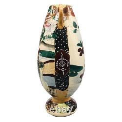 Antique Japanese Moriage Satsuma Vase Urn Hand Painted Porcelain Geisha 11.75