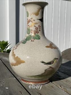 Antique Japanese Porcelain Satsuma Vase 15H x 10W