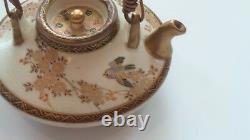 Antique Japanese SATSUMA 1.75 Miniature Teapot / Sake Pot, Signed