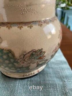 Antique Japanese SATSUMA pottery vase Meiji period Ming Emperor horses soldiers