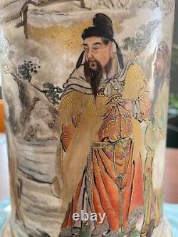 Antique Japanese SATSUMA pottery vase Meiji period Ming Emperor horses soldiers