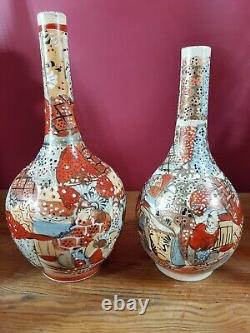 Antique Japanese Satsuma 6 Lovely Bud Vases