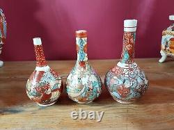 Antique Japanese Satsuma 6 Lovely Bud Vases