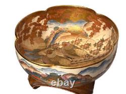 Antique Japanese Satsuma 8.5in Bowl, Hand Made & painted. Taisho period Signed