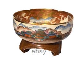 Antique Japanese Satsuma 8.5in Bowl, Hand Made & painted. Taisho period Signed